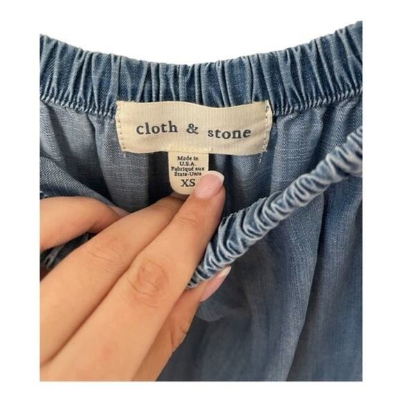 Cloth & Stone Denim Chambray 100% Tencel Off the Shoulder Blouse Top - Size XS - Picture 11 of 12